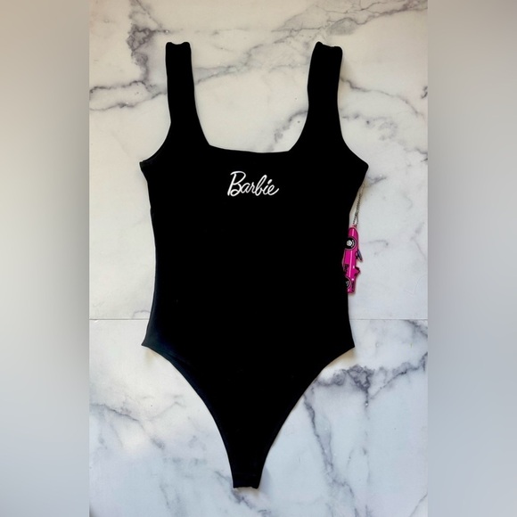 Forever 21 Tops - Barbie Black Bodysuit Size Small w/ Pink Barbie Car Keychain NWT